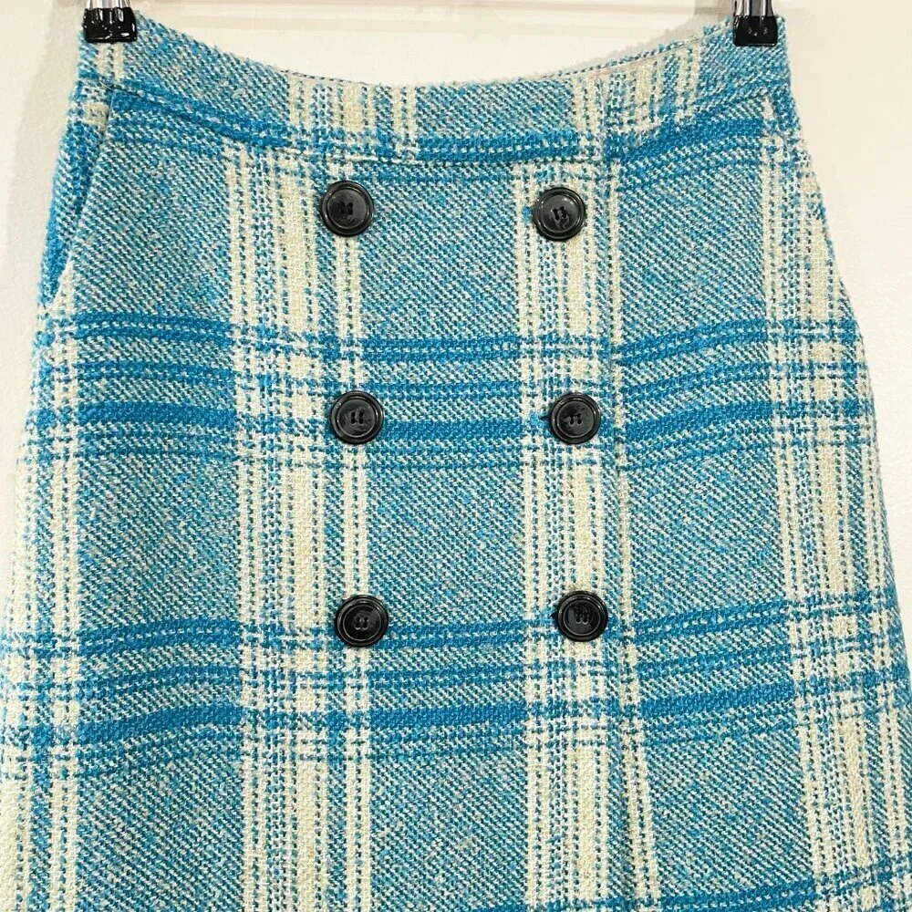 New Baum Und Pferdgarten Sue Plaid Midi Skirt Turquoise 36, 4, S $249